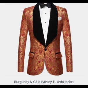 Tuxedo Jack paisley print gold and burgundy